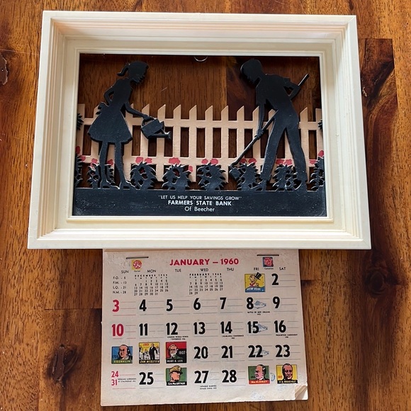 1960 Gardening Silhouette Calendar Holder~Gardening~Beecher~Vintage 60s - Picture 1 of 8